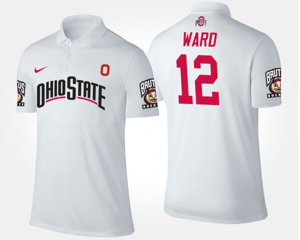 Ohio State Buckeyes Denzel Ward Men's #12 White College Football Polo 2404HCCA3